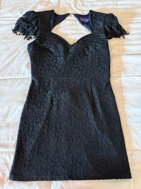 Twelve by Twelve Black Lace Mini Dress with Puff Sleeves